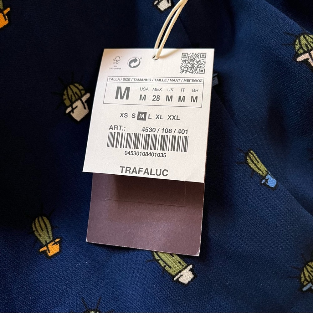 ZARA Romper Shorts Cactus Succulents Navy One-piece Summer Cross Strap Back NWT - Picture 6 of 6